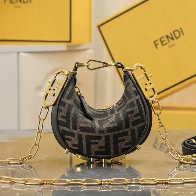 Cheap HOT Fendi In Motif Hobo Fabric FF Brown Bag Nano Fendigraphy 0520